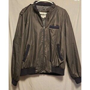 Vintage Windcrest Bomber Jacket Mens Large Brown Zip Up Made In Macau Retro Coat